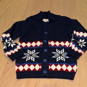 EGG New York Kids Navy Blue Snowflake Sweater Cardigan Size 6